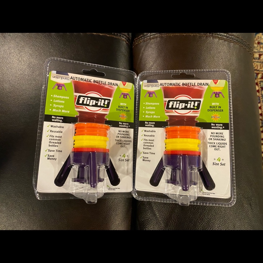 Flip It Reusable Bottle Emptying Kit, 2 Dispensers. NIB